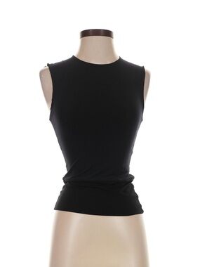 Lida Baday Black Navy Sleeveless Crewneck Tank Top Tiered Peplum Colorblock Lrg